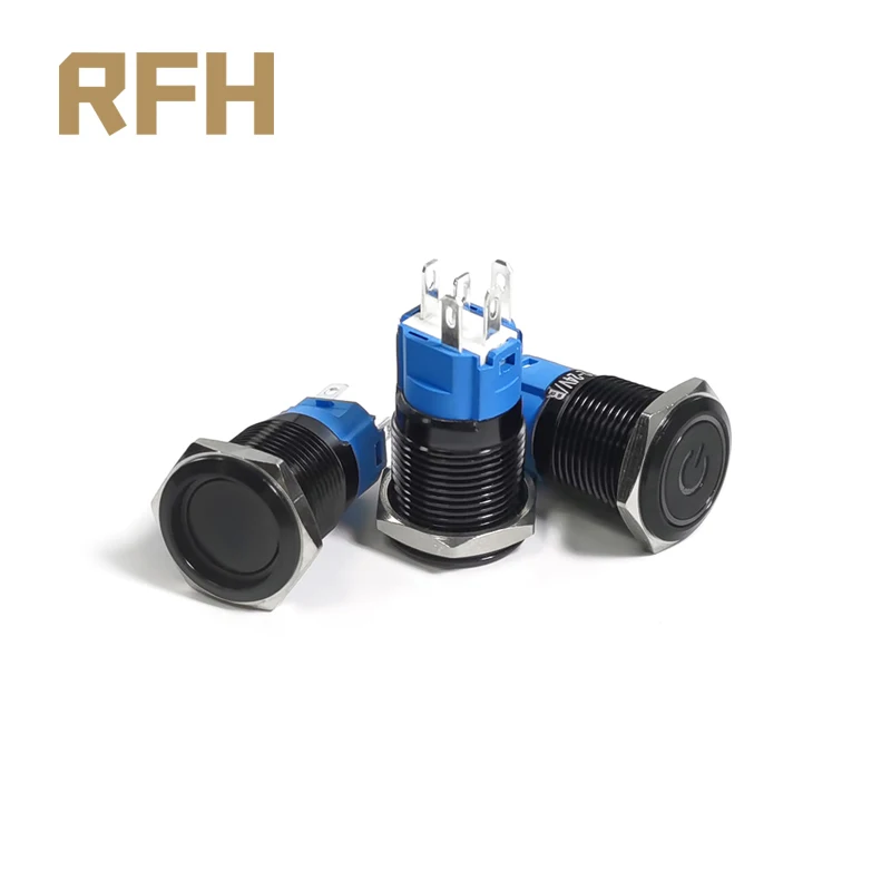 16 мм металлический кнопочный переключатель ВКЛ и ВЫКЛ кольцевая лампа Кнопка