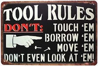 tool rules metal tin sign vintage plate plaque tool shed garage wall decor retro wall decor vintage tin signs 12 x 8 inches