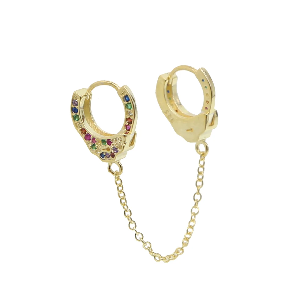 2021 Summer New Fashion Colorful Jewelry Authentic 925 Sterling Silver Handcuff Long Chain Earring For Women Charm Rainbow Gifts | Украшения