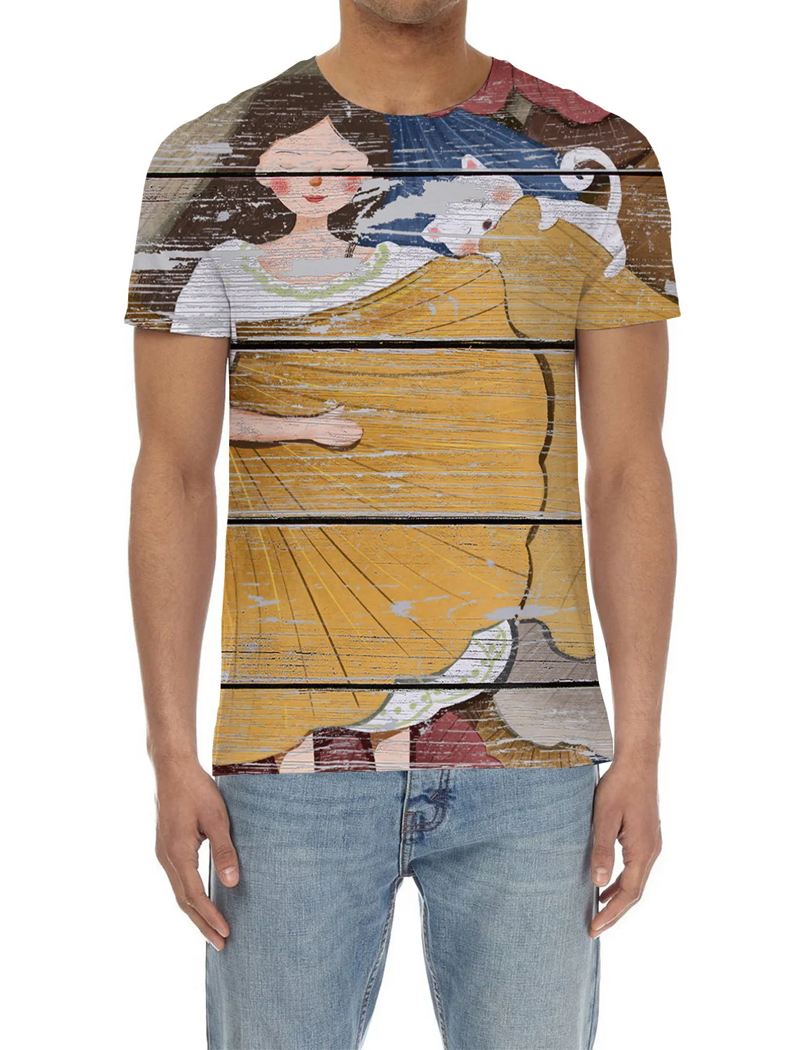 Модные мужские топы осенняя футболка с объемным принтом в виде листьев гинкго