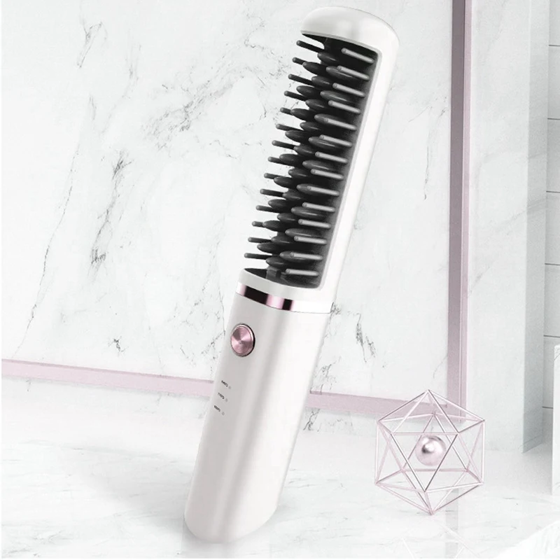 

Multifunctional Hot Air Combs Cordless Hair Straightener Comb USBRechargeable Cordless Heat Hair Brush Hair Curler