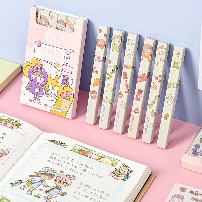 

36 pcs/lot Cartoon Girl Animal Eye Protection Highlighter Cute Drawing Marker pens Promotional Gift Office School Supplies