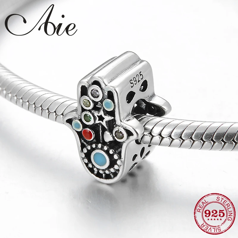 Хит Стерлинговое Серебро 925 пробы Модная красочная рука Фатима CZ Подвески из