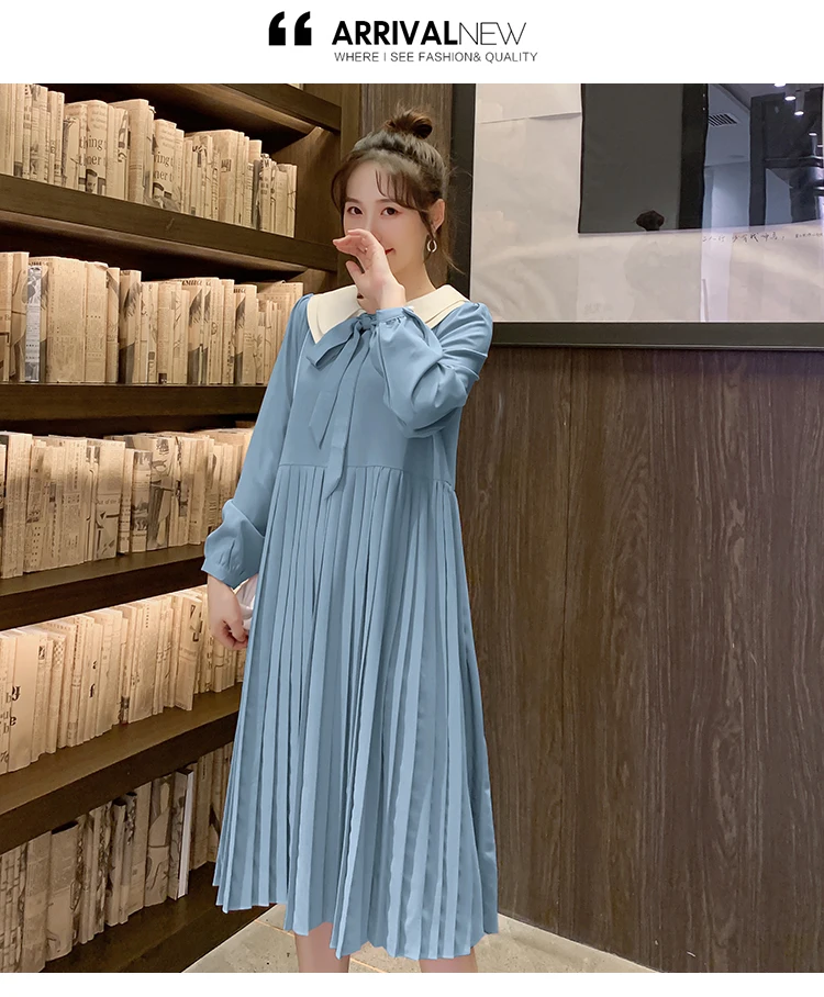 7005# Осенняя корейская мода для беременных Платье милое большого размера свободная одежда в клетку для беременных женщин Элегантная беременность