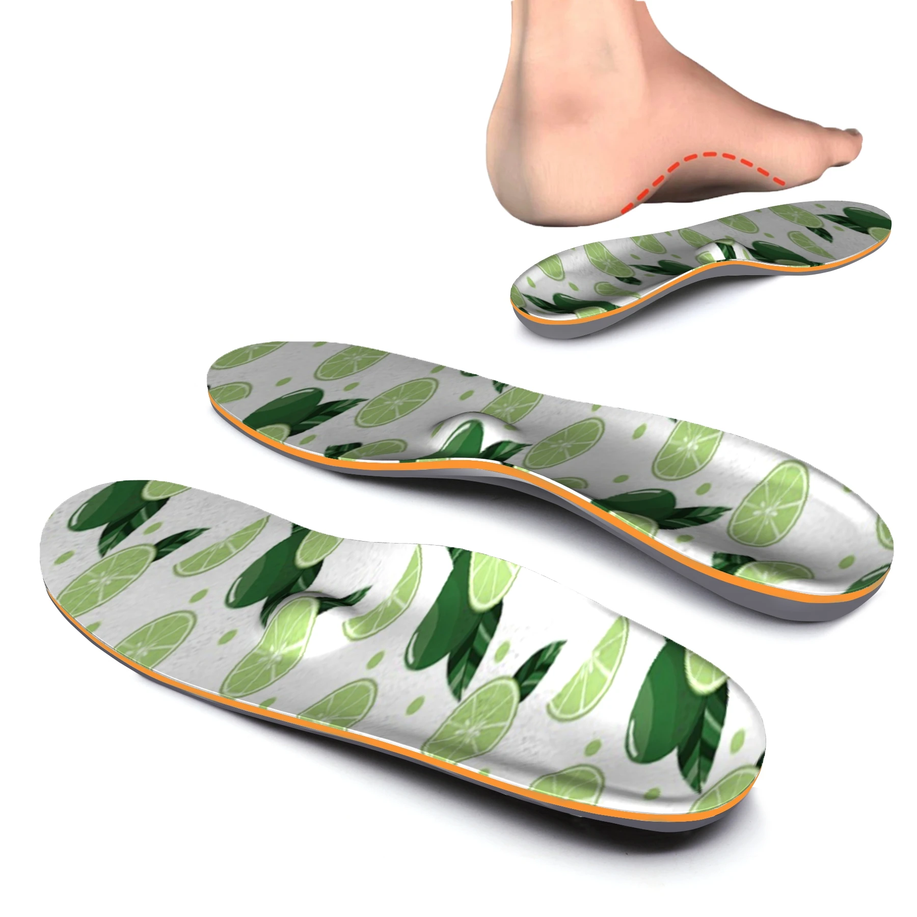 Green Pattern iFitna EVA-Orthotic Soft Insoles with Full Length, High Arch Foot, Metatarsal Support and Heel Pain for Men Women