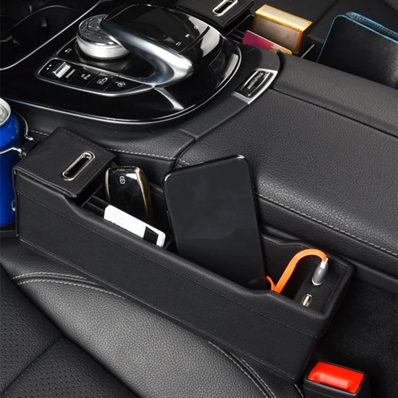 Скидка Боковой Органайзер с USB-разъемом для автомобильного сиденья, карман для хранения места между сидениями, контейнер для хранения монет, держа...