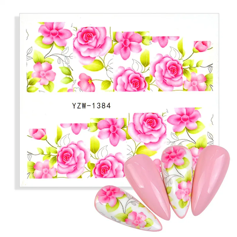 

1 шт., наклейки для дизайна ногтей, наклейки для цветов, водные татуировки, зеленые лепестки, Слайдеры для ногтей, водяной знак, Переводные об...