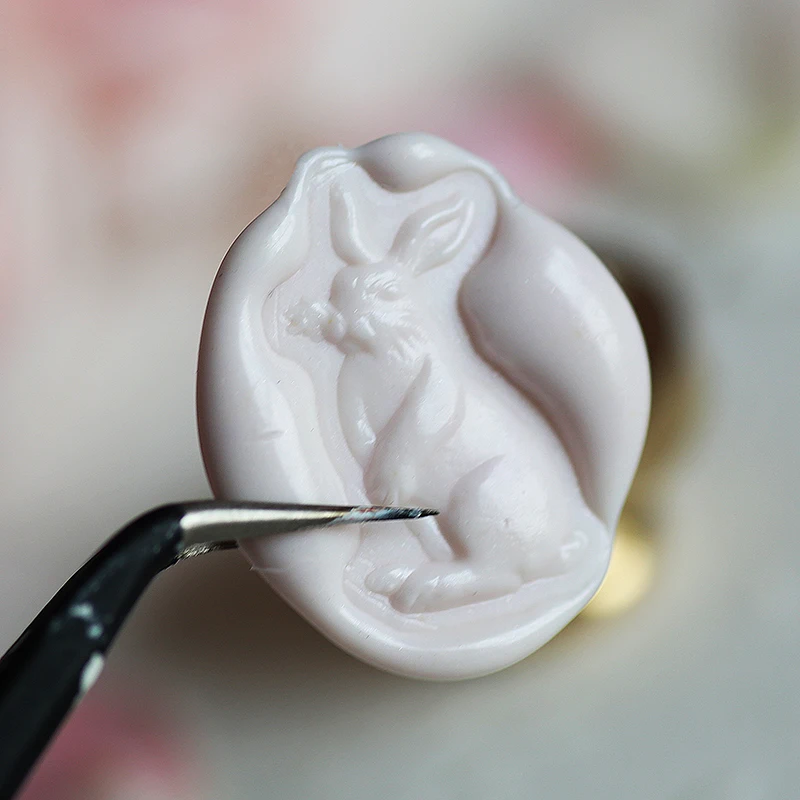 

3D Three-dimensional Vase Wax Stamp Childlike Cute Rabbit Wax Seal Wedding Greeting Card Seal Chapter Embossed Animal Chapter