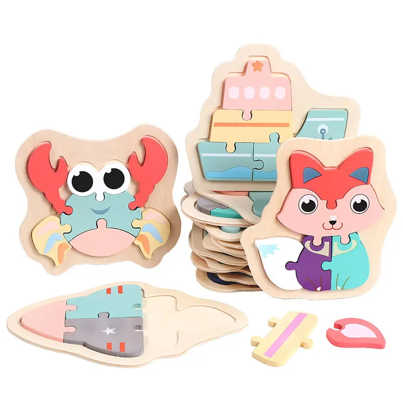 Развивающие игрушки для детей с раннего возраста деревянные 3d головоломки цвета