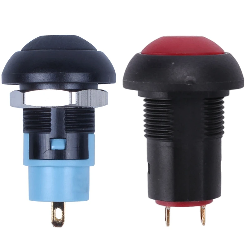 

2 Pcs On-Off Latching Waterproof 12Mm Push Button Switch SPST 2A IP67, Red & Black