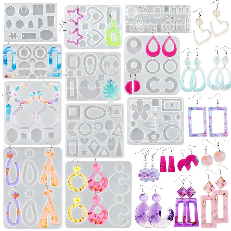 Silicone Earring Mold Earring Resin Mold Jewelry Making Casting Tools Earring Hooks for Craft DIY Charms Pendant Earring Making