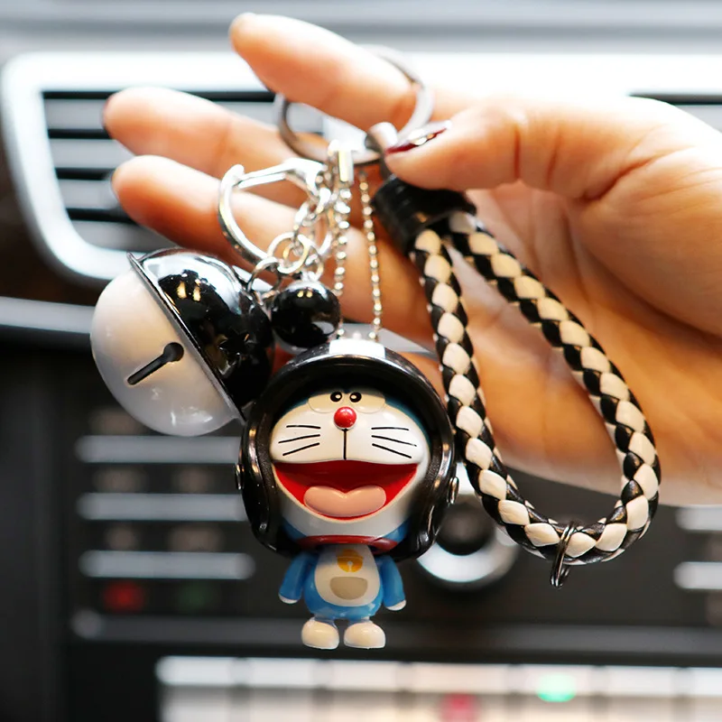 

2021 1PVC Trend Creative Cartoon Jingle Keychain Cute Anime Blue Fat Helmet Key Chain Ring Men And Women Bag Couple Car Pendant