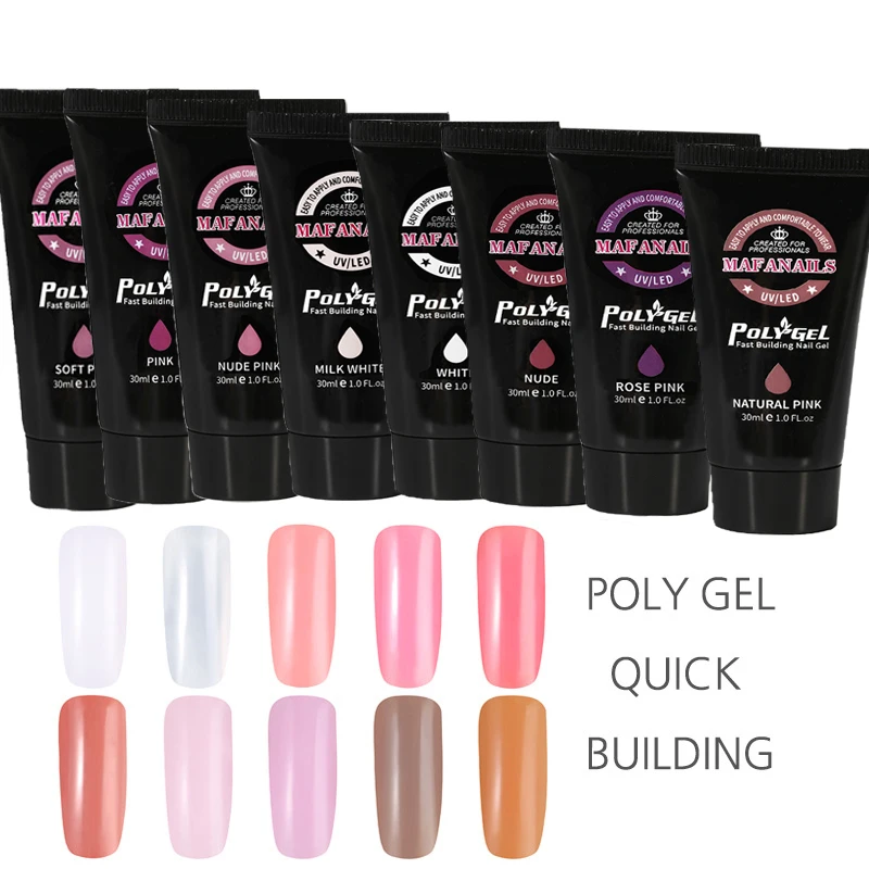 Big 30ml Poly Quick Gel Nail Extension Builder 9 Colors Polish Tools Kit | Красота и здоровье