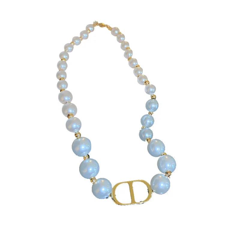 

LOVOACC Elegant Simulated Pearl Chokers Necklaces for Women Lady Gold Color Metal Pendant Necklace Wedding Party Accessories