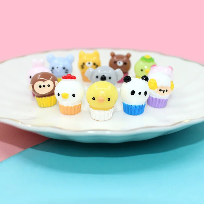 

10PCS 1:12 Scale Dollhouse Miniature Cartoon Animal Mini Cake Food Toys For Doll House Kitchen Model Accessories