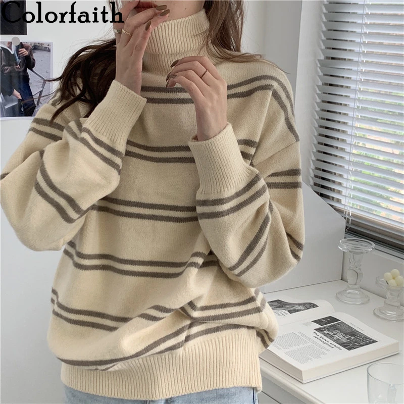 

Свитер женский оверсайз в полоску на осень/зиму, SW8064