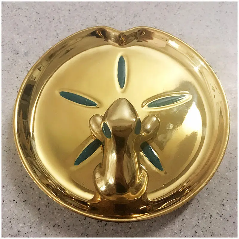 

Gold Plated Frog Lotus Leaf Jewelry Storage Dish Luxury Table Small Ornament Girl Friend Gift Ring Tray Holder Decorative Plate
