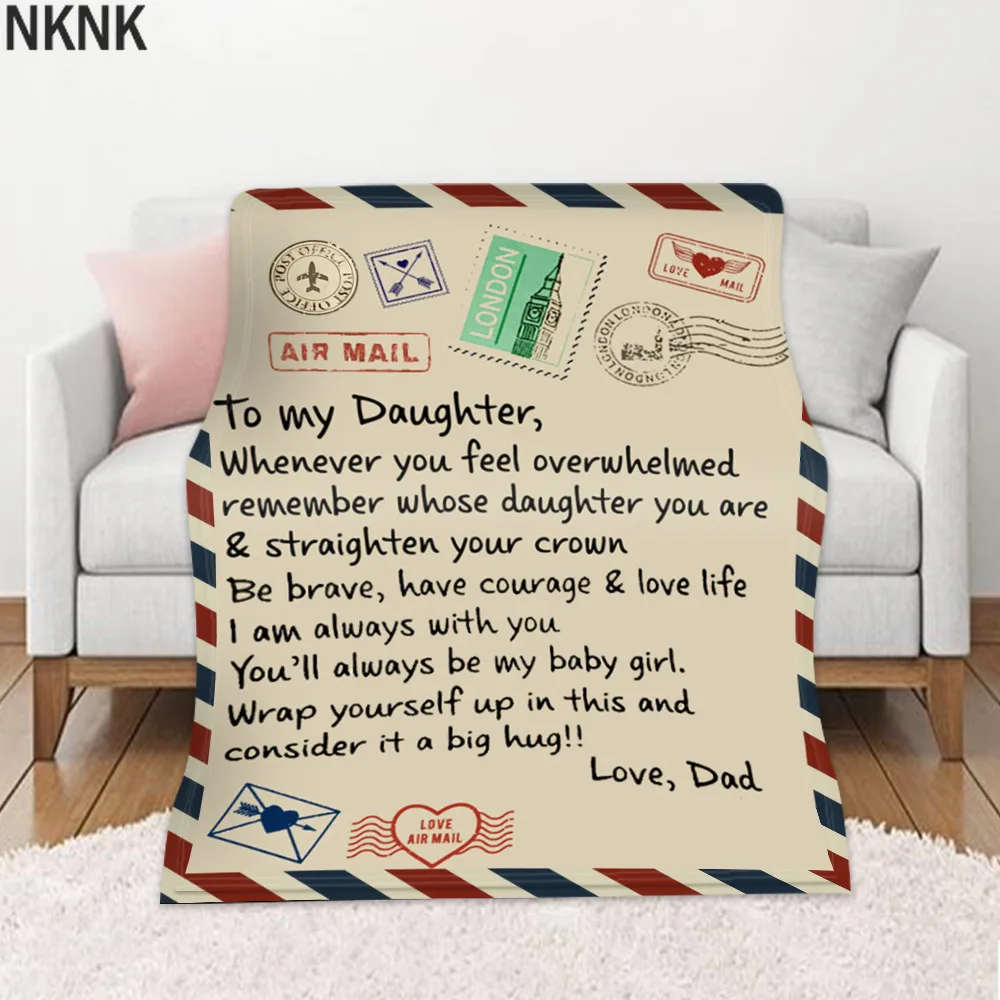 

Letter Letters To My Daughter Express Love Blanket 3D Print Sherpa Blanket on Bed Home Textiles Dreamlike Gift Blanket