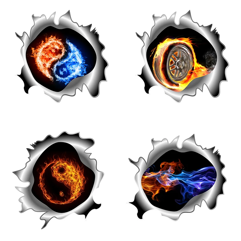 

Три Ratels CHT8 пламя арт металлический срывая 3D творческая наклейка для корпуса металлическая поверхность 3Д стикер