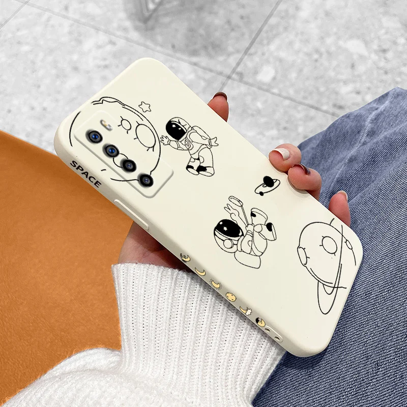 

Lovely Cartoon Astronaut Pattern Liquid Silicone Case For Honor play 4 4t 4tpro Honor v30 30 20 X10 X10max