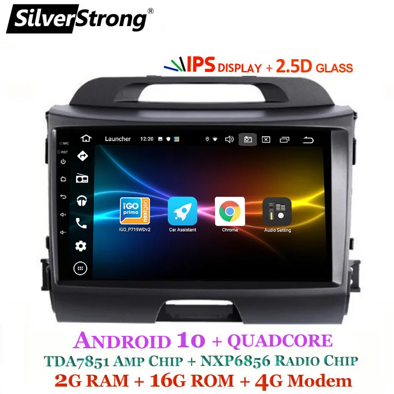 SilverStrong Автомобильный мультимедийный IPS Android 10 0 для KIA Sportage3 автомобильный DVD Радио