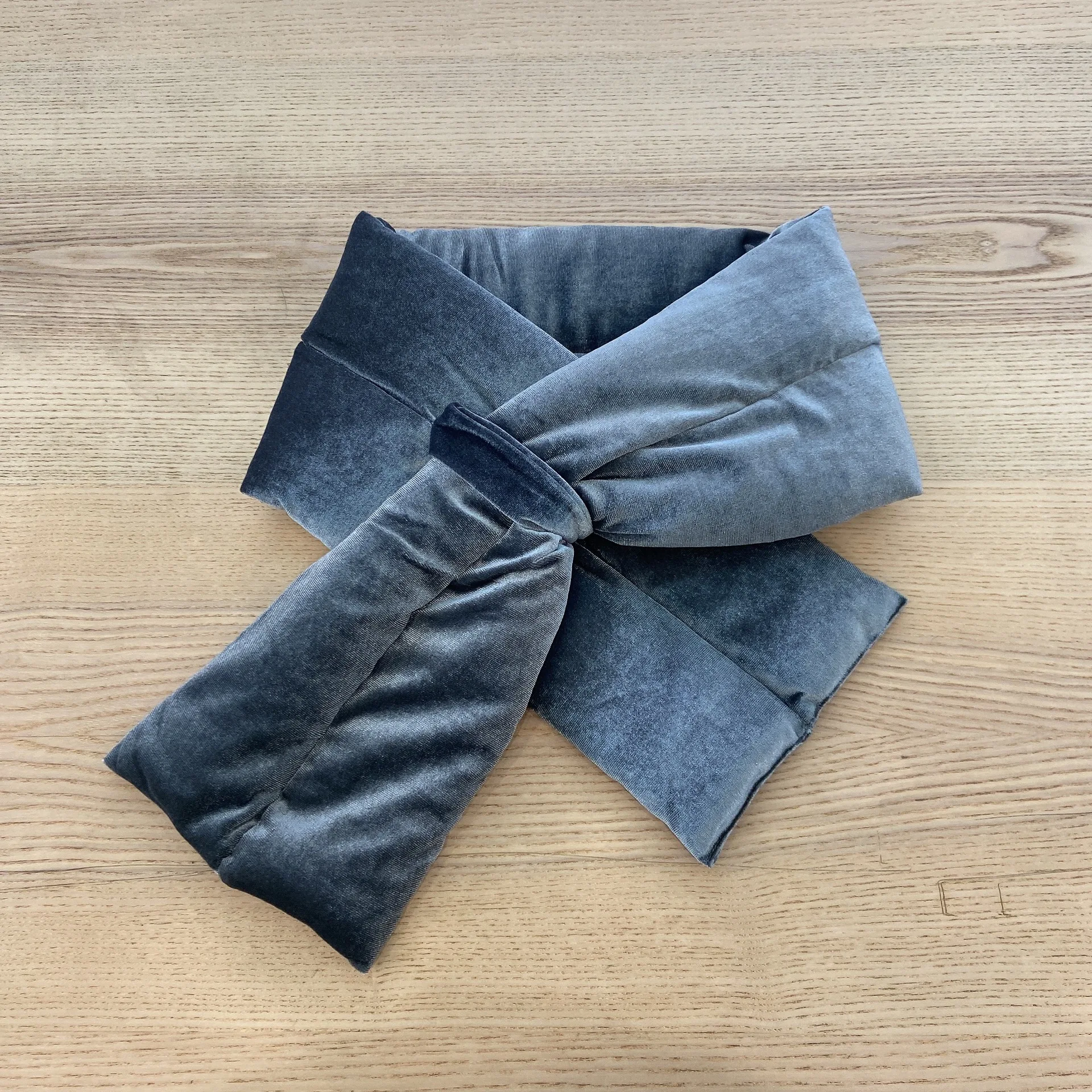 

Velvet Scarf Women Down Cotton Ring Scarf Soft Warm Skinny Neck Head Scarf Cross Rings Solid Color 110*15cm