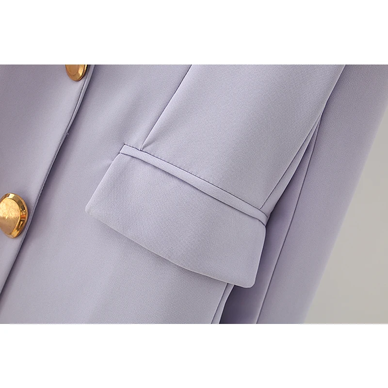 

YNZZU 2020 Autumn Elegant Purple Offce Lady Blazer Coat Women Chic Mid-Long Double Breasted Female Balzer Jacket Outwears A1505