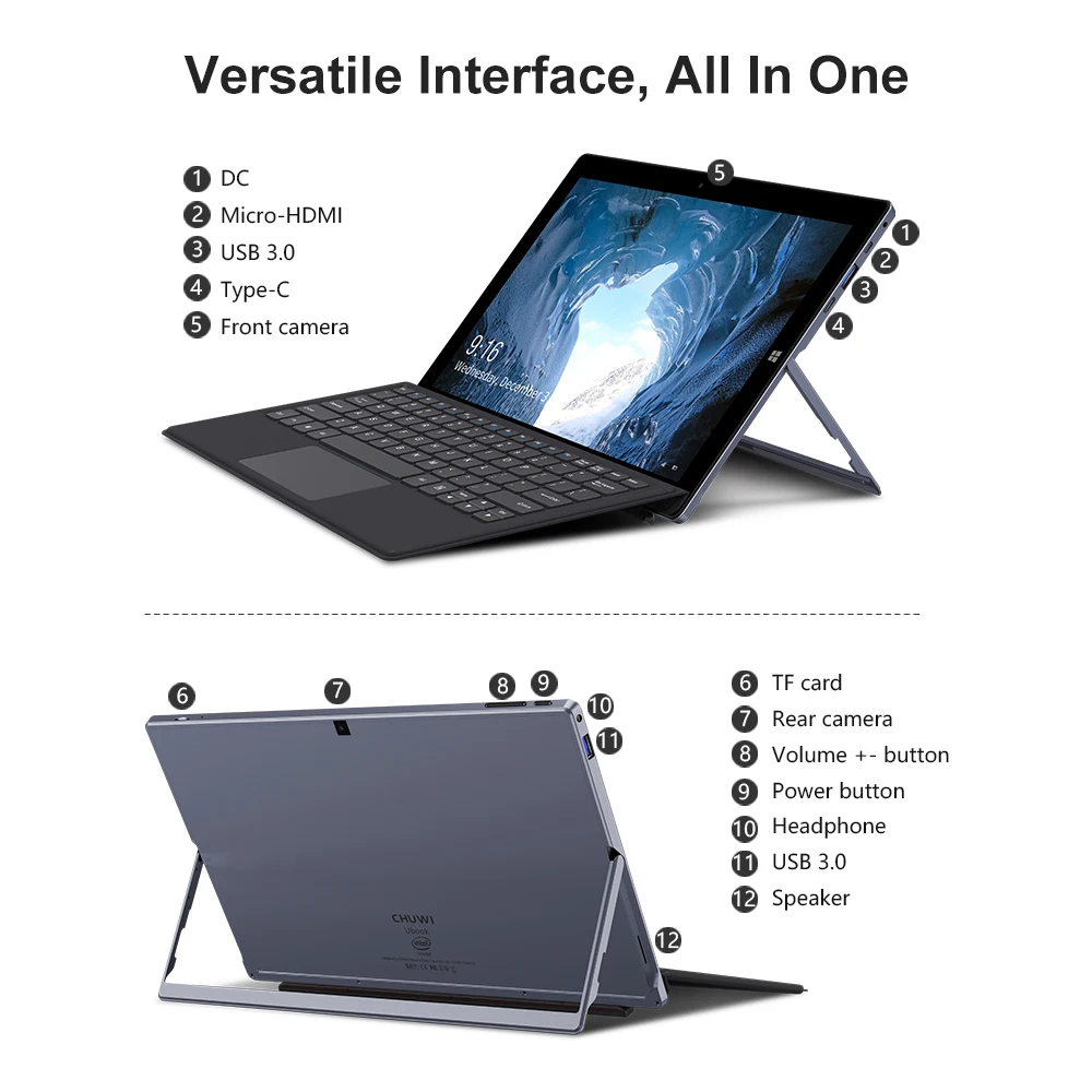 CHUWI UBook 11 6 дюймов IPS экран планшетный ПК Intel N4100 четырехъядерный LPDDR4 8 Гб 256 ГБ SSD