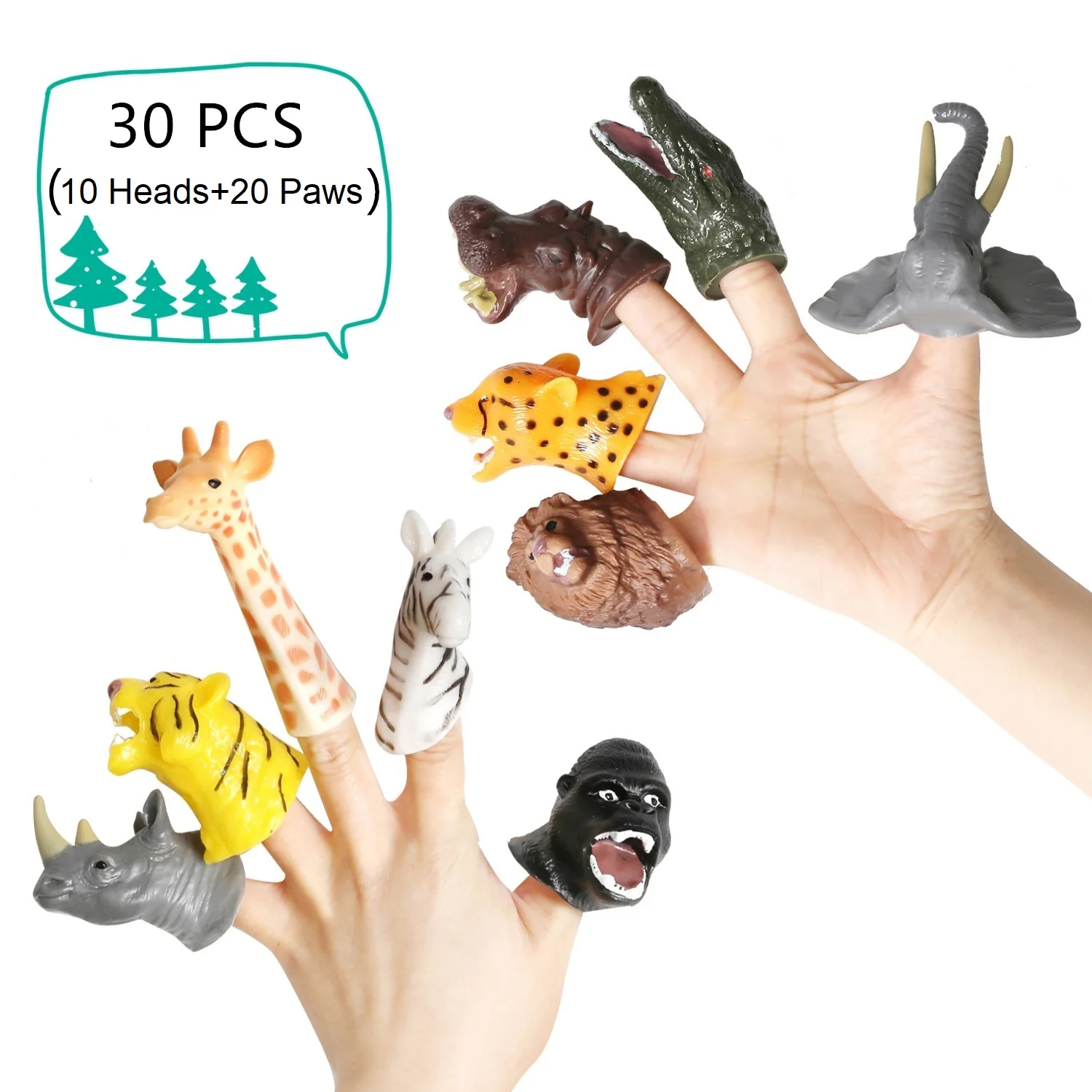 30 шт. мягкие виниловые животные-марионетки на пальцы реалистичный Тигр слон