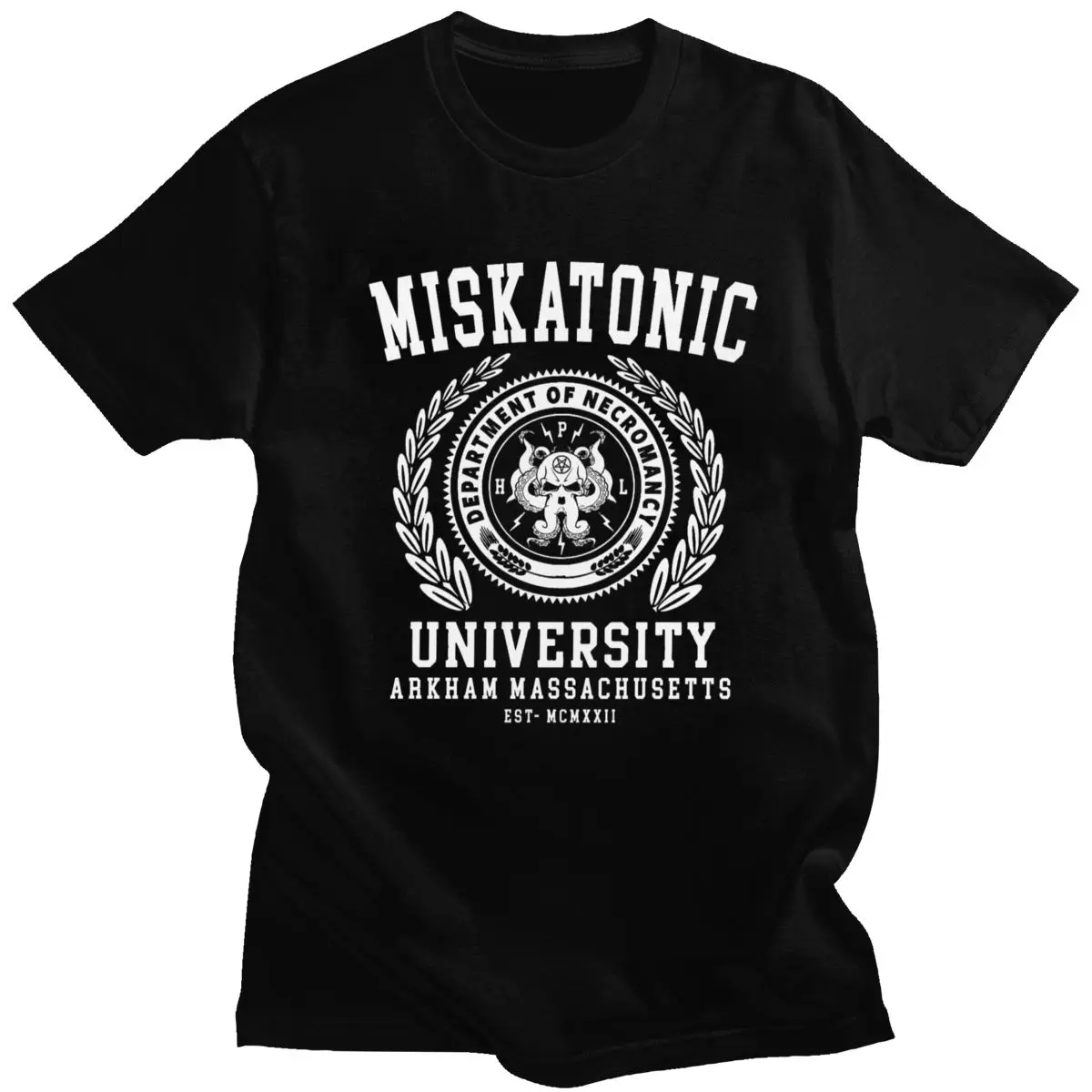 Мужская хлопковая футболка Cthulu And Lovecraft Miskatonic с короткими рукавами модная