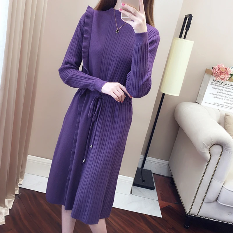 Женское трикотажное платье PERHAPS U синее черное абрикосовое Карамельно-фиолетовое