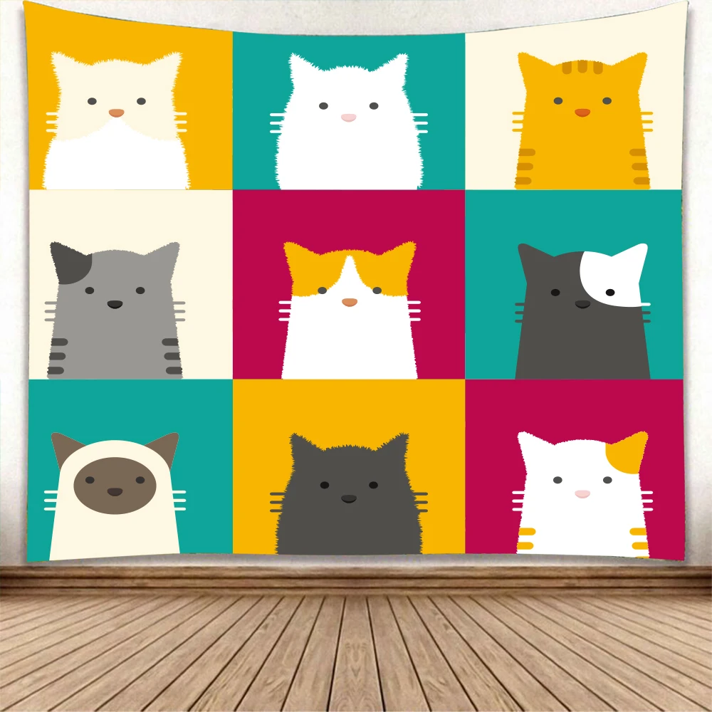 С мандалой кошкой гобелен настенный психоделические звездного неба для стены