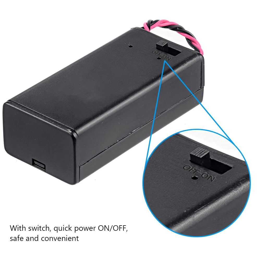 1Pc 9V Battery Holder Box with Connection Wires Cable Lead 9 Volt Case ON/OFF Switch Cover For DIY 6F22 PP3 |