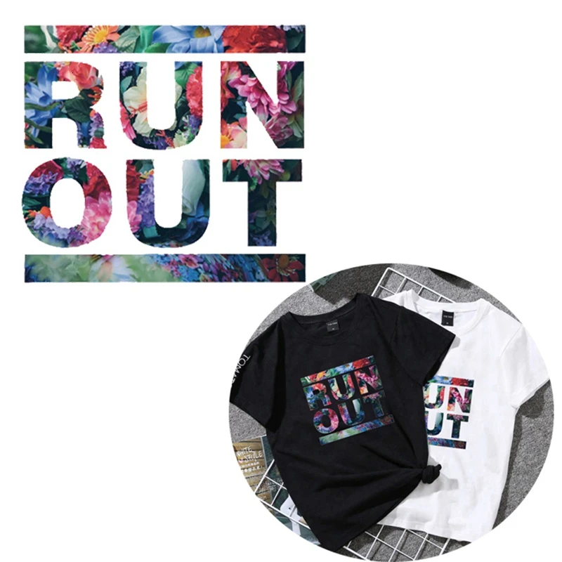 Выбегающий цветок буквы теплопередачи железа на патчи для футболки DIY ремесло