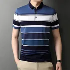 Футболка-поло Ymwmhu Мужская в полоску, модная Повседневная рубашка с коротким рукавом, одежда в Корейском стиле, на лето