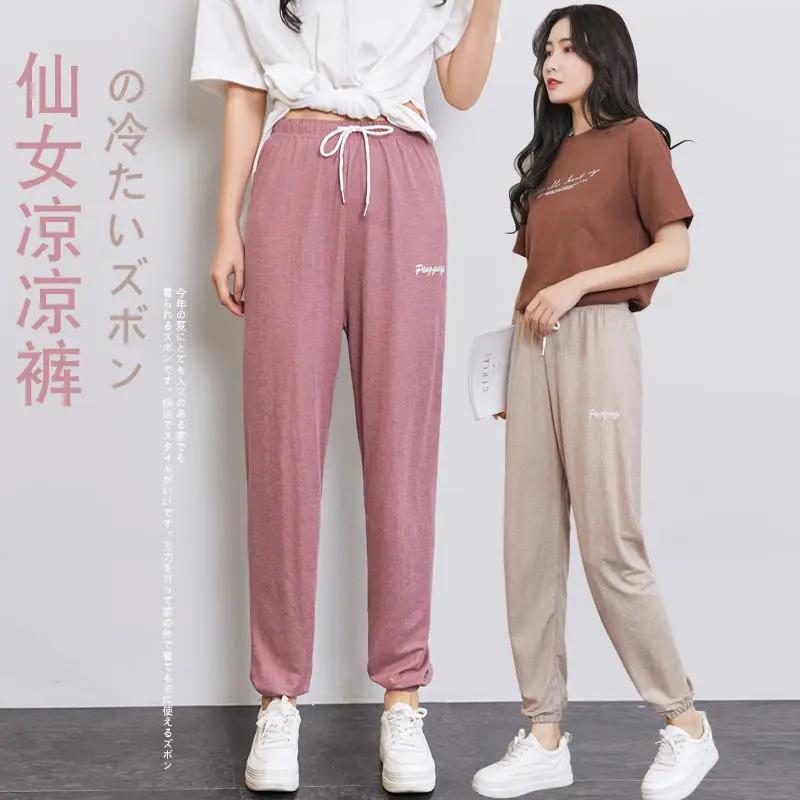 

Женские летние шелковые брюки, свободные шифоновые широкие брюки с высокой талией, облегающие крутые брюки, укороченные брюки до щиколотки