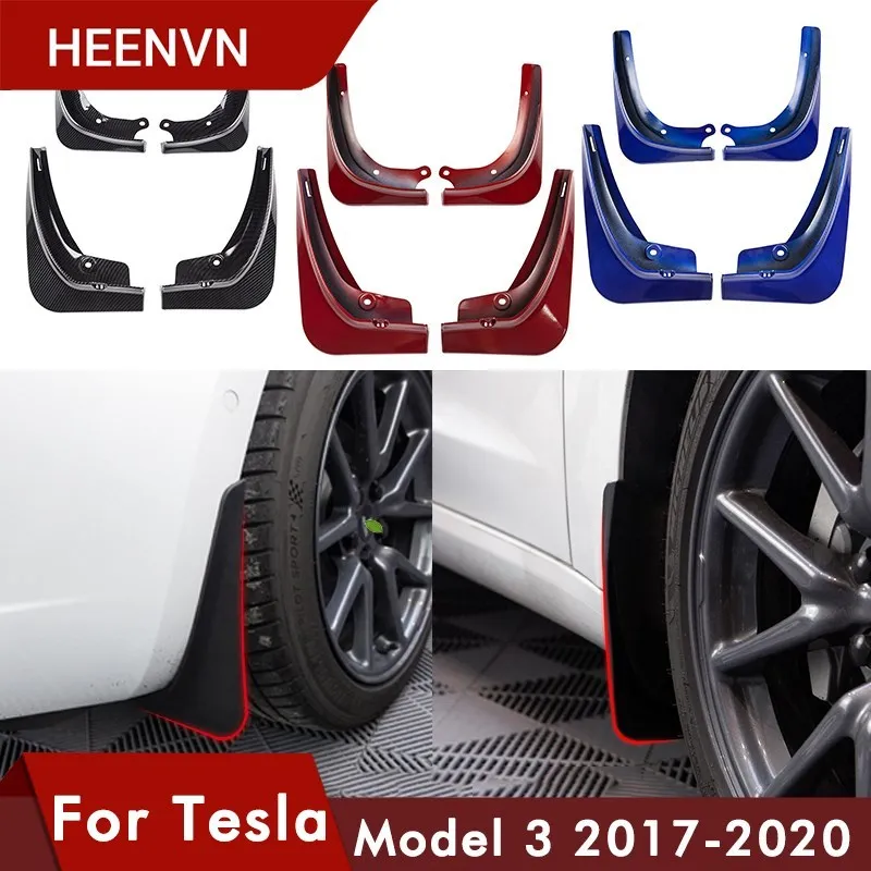 

4PCS New Tesla Model 3 Model3 2022 Mud Flaps Mudguards Splash Guards Fender Matte Black Carbon Fiber Auto Accessories Goods