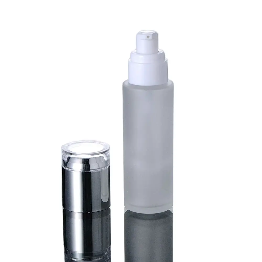 40ML frosted glass bottle with shiny silver cap press pump lotion | Красота и здоровье