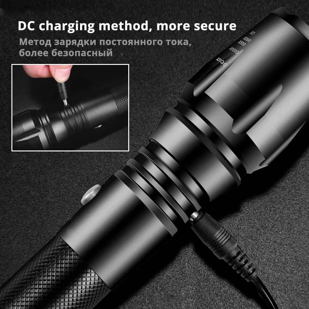 Супер яркий светодиодный фонарик 3 режима освещения фонарь с поддержкой зума