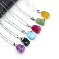 fashion necklace natural stone irregular striped agate pendant necklace for unisex charm jewelry gifts 10x20 15x25mm