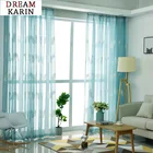 Тюлевые прозрачные шторы с вышивкой, современные синие занавески с перьями для гостиной, спальни, занавески на окна