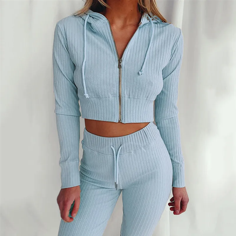 

Velvet Sportswear 2-piece women's zip-up hoodie sweatshirt wide leg trousers sportswear jogging fitness clothing