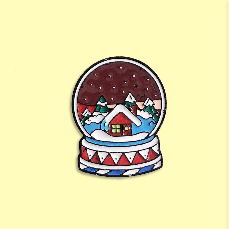 Счастливый новый год Эмаль Булавка круглый значок брошь на рюкзак одежда
