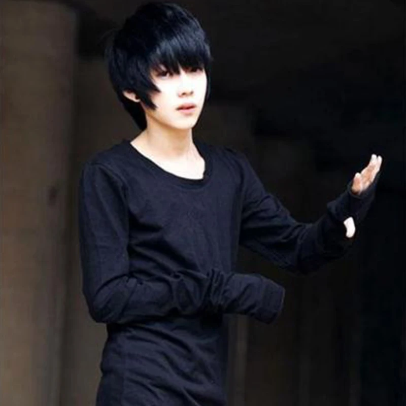 Футболка мужская с длинным рукавом модная одежда перчатки круглый вырез толстая