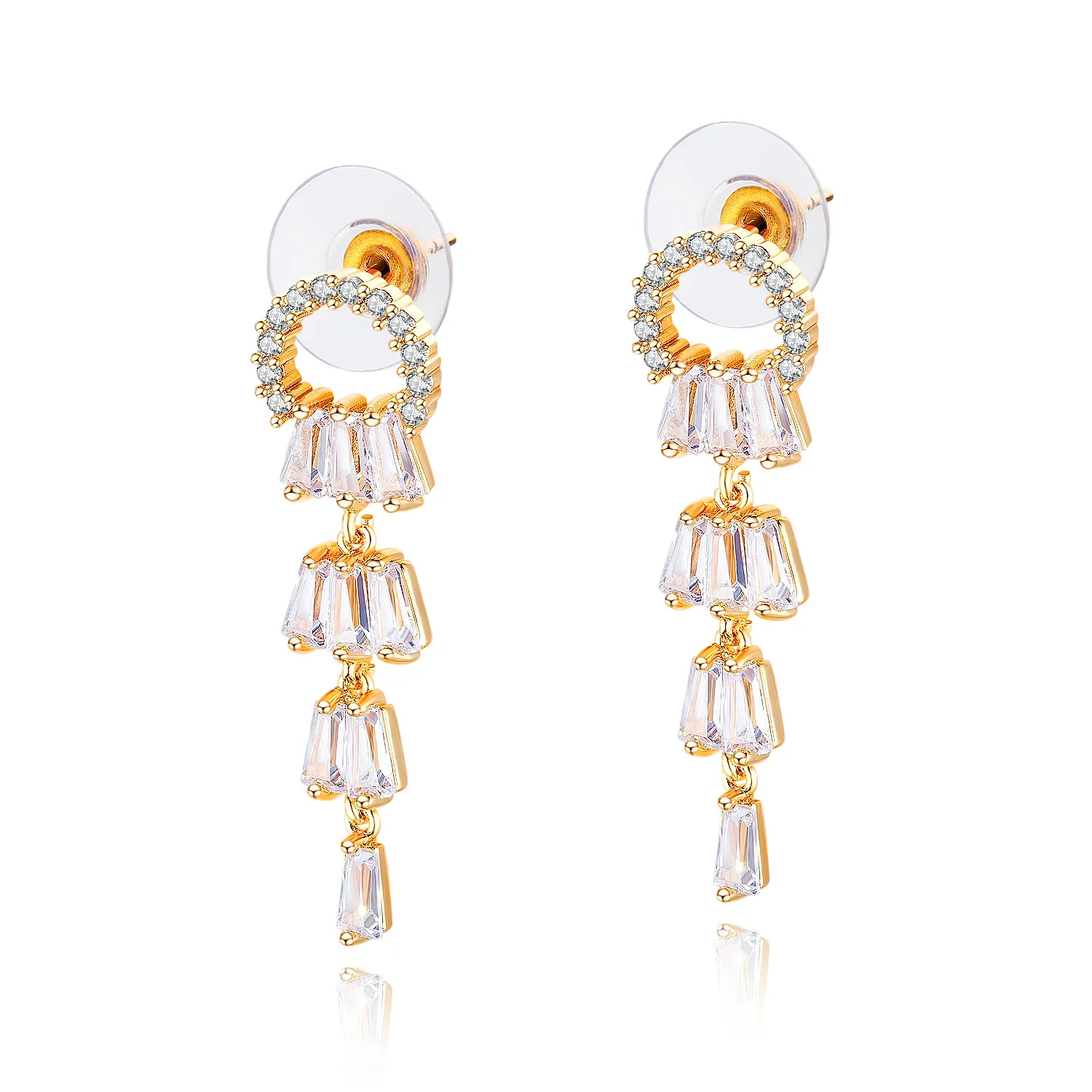 

CE-158 Japanese and Korean temperament female long style inlaid zircon earrings super fairy elegant ladies earrings