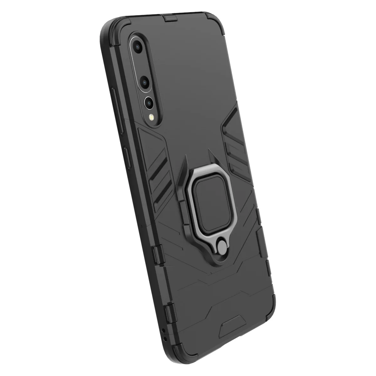 armor shockproof ring holder case for huawei p20 p20 pro hard pc soft tpu hybrid rugged back cover free global shipping