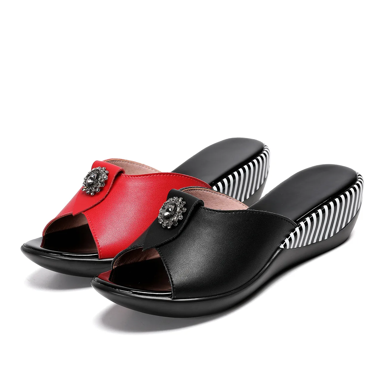 

2020 Summer Platform Flip Flops Fashion Beach Shoes Woman Anti-slip Genuine Leather Sandals Women Slippers Shoe