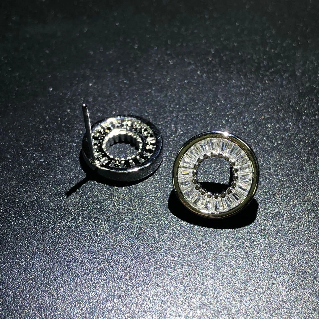 Женские серьги с платиновым покрытием T образной формы простые инкрустированные