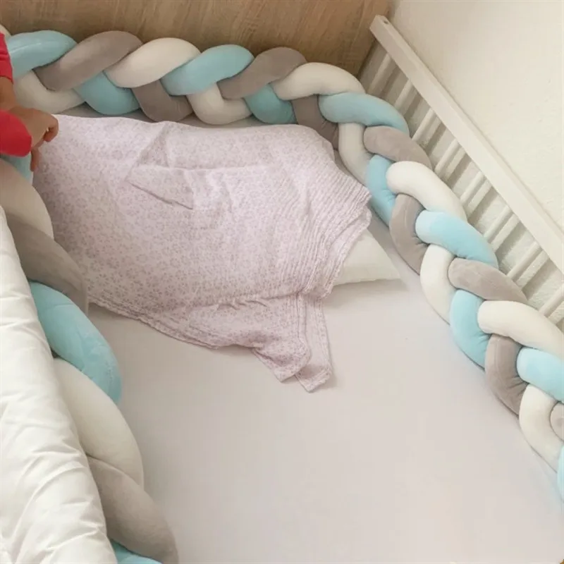 

1M/2M Baby Bed Bumper Crib Bumper Infant Cot Bumper Knot Braid Crib Protector Bumper for Baby Room Decor