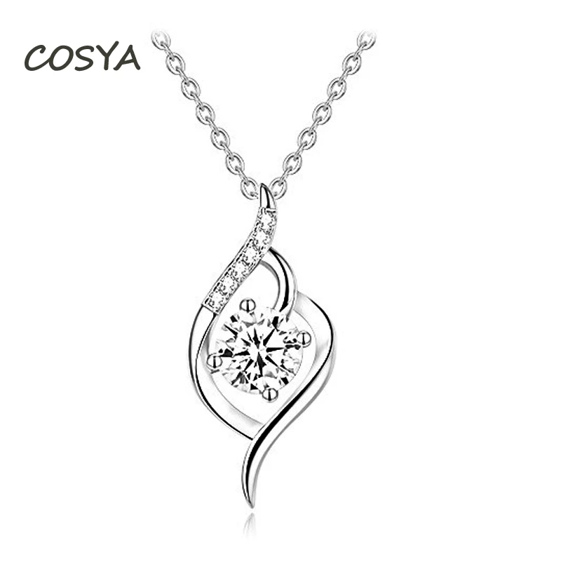 

COSYA Real 925 Sterling Silver D Color 1 Carat Moissanite Shining Geometric Creativity Female Pendant Necklace Fine Jewelry Gift
